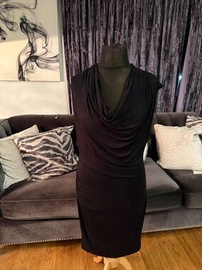 Michael Kors Black Cowl Neck Midi Dress